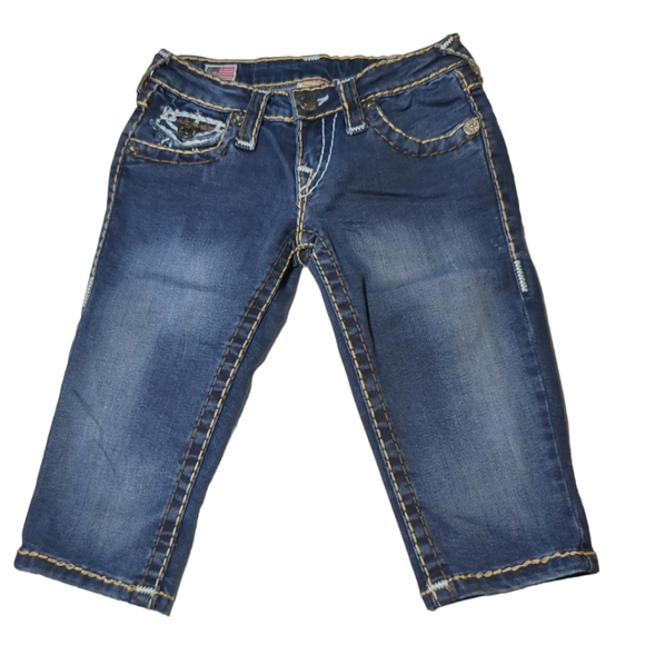 True Religion Joey Luxury Blue Denim capris Size 28 - Picture 2 of 16